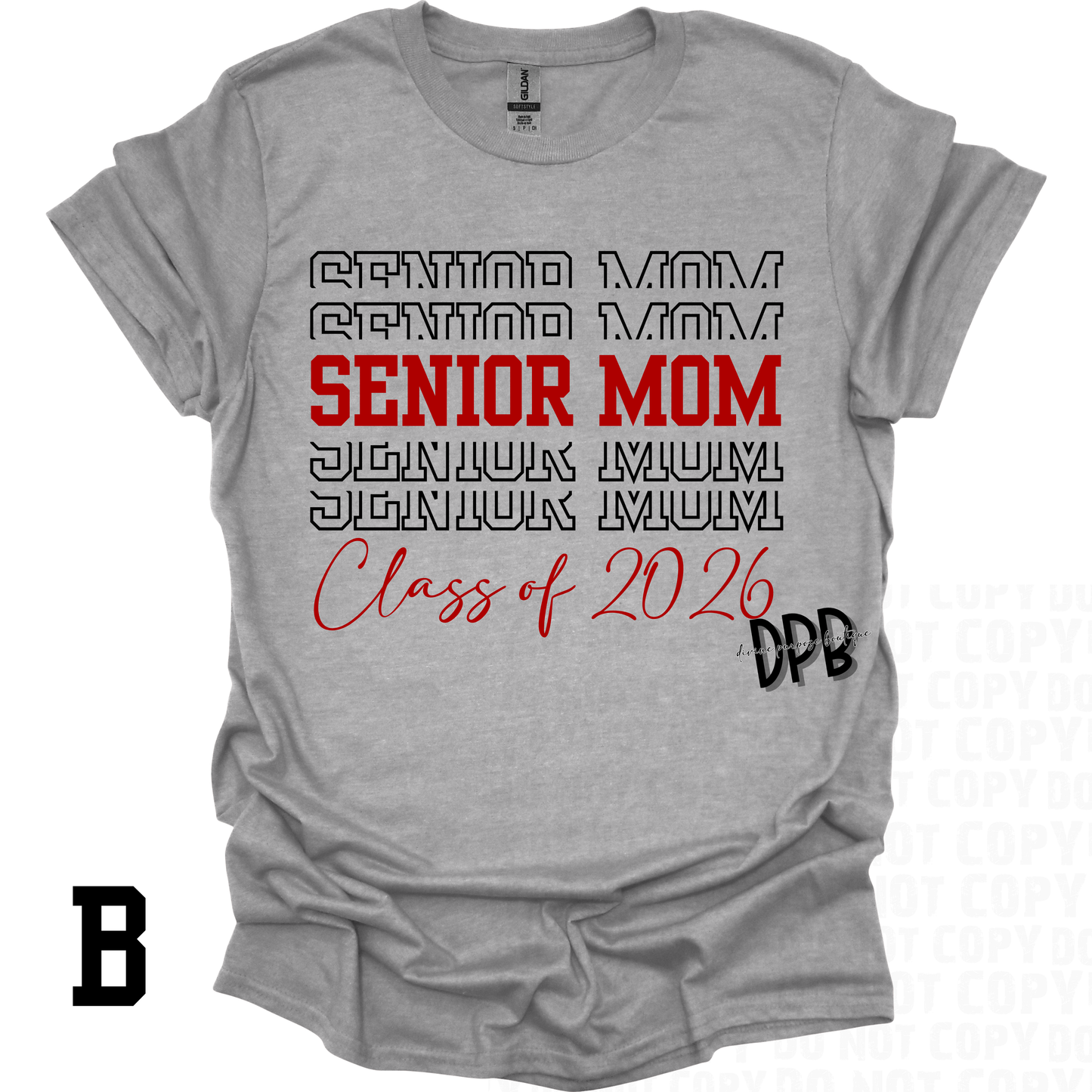Senior Mom 2026 Shirt or Crewneck – Scarlet & Gray | Sport Gray