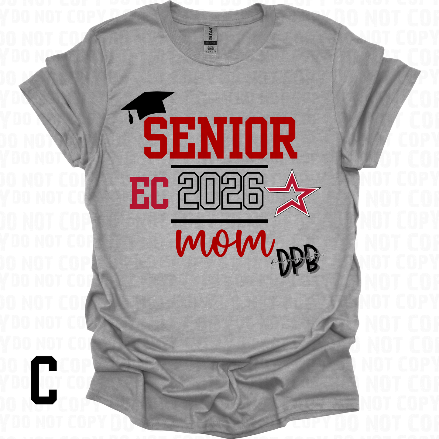 Senior Mom 2026 Shirt or Crewneck – Scarlet & Gray | Sport Gray Design 2