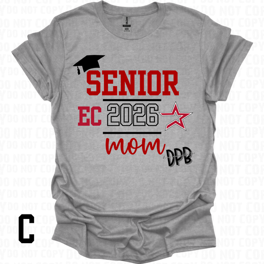 Senior Mom 2026 Shirt or Crewneck – Scarlet & Gray | Sport Gray Design 2